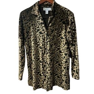 Diane Von Furstenberg Black and Gold Baroque Print Cardigan